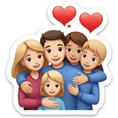 family hugging with a speech bubble saying I love you, cheerful and expressive sticker