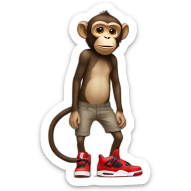 Monkey wearing Jordan 4 on its feet sticker