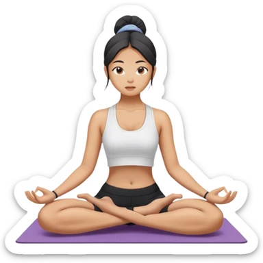 An Asian girl wearing streetwear doing yoga sticker