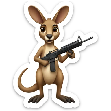 A kangaroo holding a rifle sticker