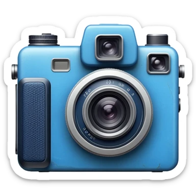 blue photographer camera old sticker