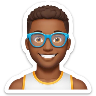 Handsome African American guy with sporty eyewear sticker
