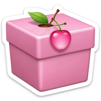 Light Pink cherry emoji with pink box sticker