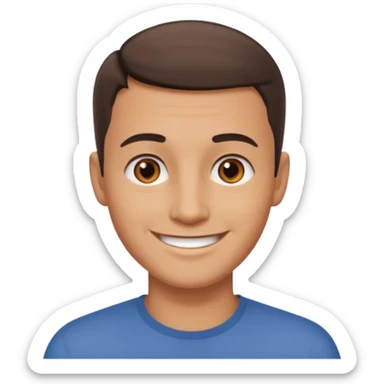 clean shaven, short hair, brown eyes, no glasses, medium skin, smiling man sticker