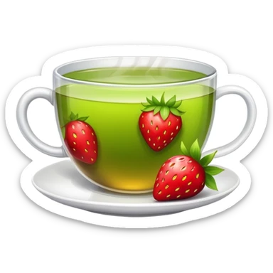 strawberry and a cup of green tea together sticker