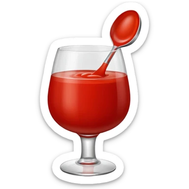tomato puree in a glass glass transparent with spoon sticker