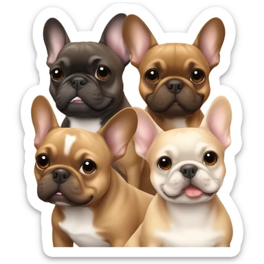 Brown & tan and fawn French bulldog friends sticker