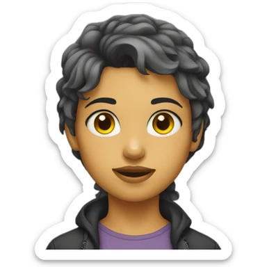 Girl with wolf cut hair and yellow eyes sticker