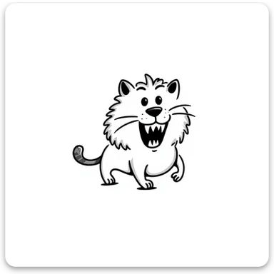 sketch of a saber-toothed cat with ridiculously long canine teeth, dramatic oversized fangs sticker