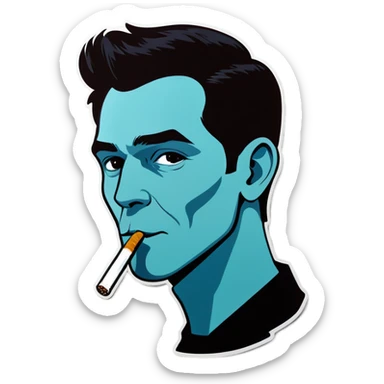 Person with a cigarette in their mouth sticker
