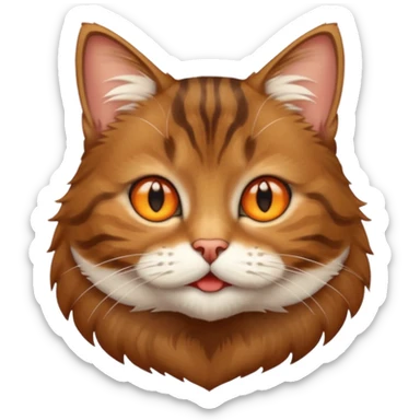 Brown cat tabby with white mouth sticker