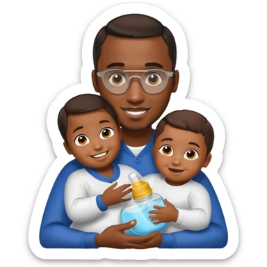 p diddy holding baby oil and a child sticker