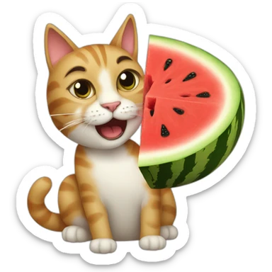 cat-eating-a-watermelon sticker