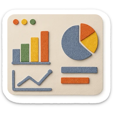 dashboard with paper craft style, cut-out paper graphs and charts sticker