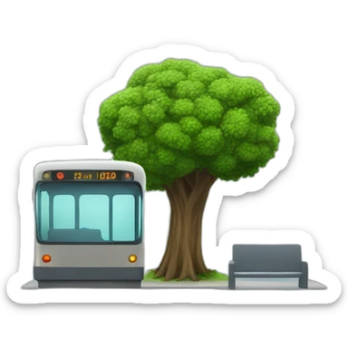 bus stop with a tree on it sticker