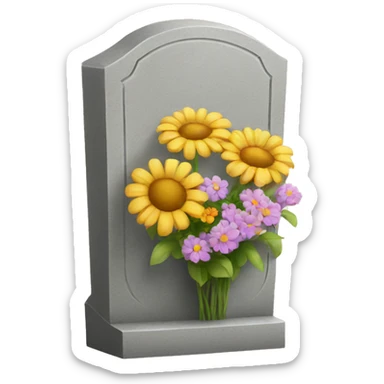 headstone with flowers sticker