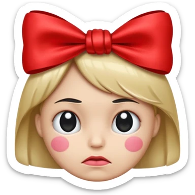 Red bow on a frown face￼ sticker