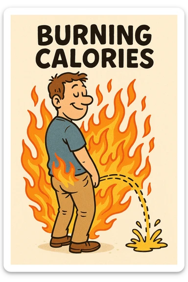 Uomo che fa Pipì, brucia calorie, come se fosse un termogenico  sticker