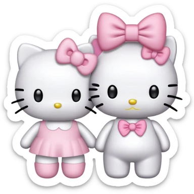 Hello kitty with a light pink bow together with a cute small hello kitty with a light pink bow sticker