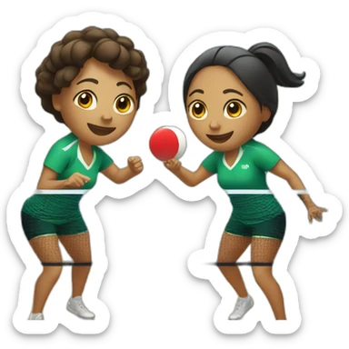 two women play table tennis sticker