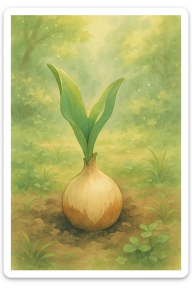 a tulip bulb, natural colors, soft, fairy-like atmosphere,  sticker