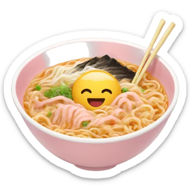 Ramen in a light pink bowl sticker