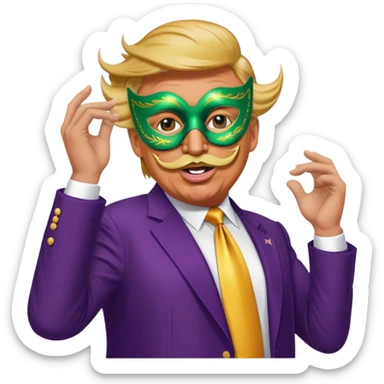 Donald trump dancing at Mardi Gras with a moustache  sticker