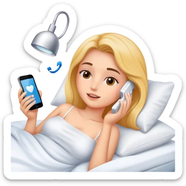 Girl having skincare on, laying In bed using phone  sticker