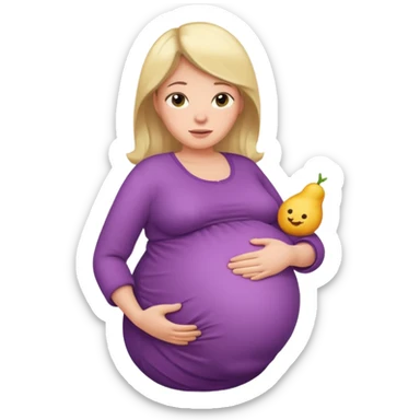 very heavily pregnant overdue woman with very  very big and large belly  sticker