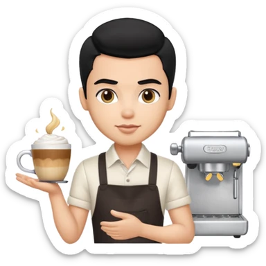 a pretty bratz barista. black hair. male sticker
