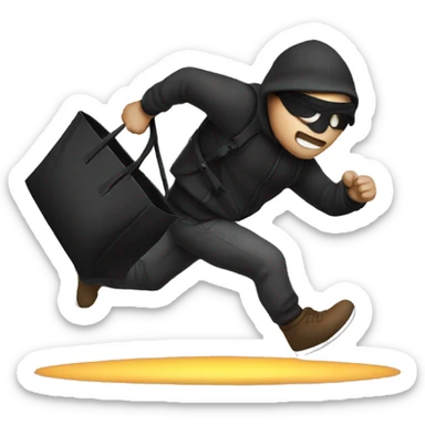 robber running to the left with a black bag sticker
