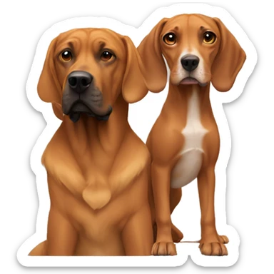 white male with long rainbow colored hair alongside a brown rhodesian ridgeback sticker