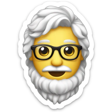 calvo con perilla blanca y gafas sticker