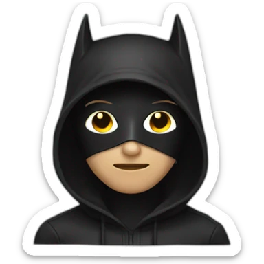 Hacker with black batman hoodie with face mask emoji sticker