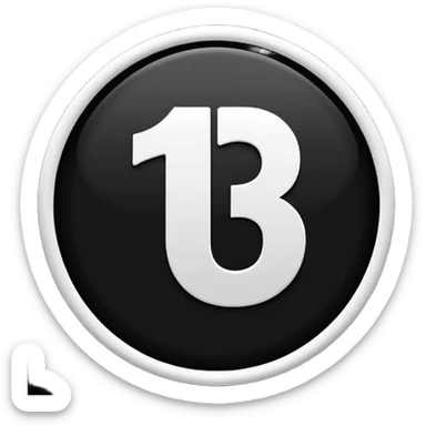 The number 15 in a black circle sticker