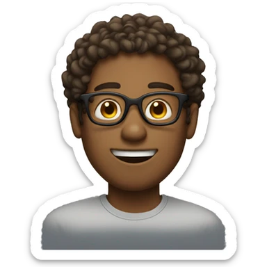 a brown guy with tall face with  specs and curly hairs  sticker