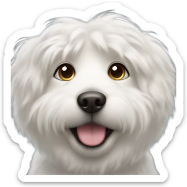 white fluffy dog meatball nose face with a halo over head sticker