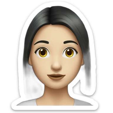 hyperrealist caucasian girl black straight hair money sticker