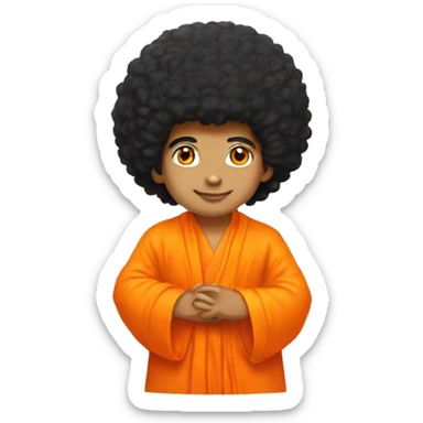 Sathya sai baba black hair with orange robe  sticker