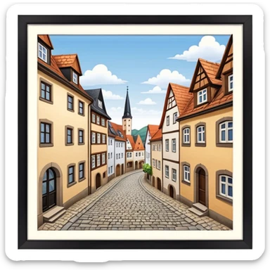 window looking out on german town sticker