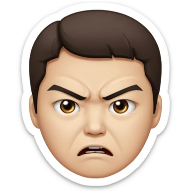 Angry face with "씨발" on mouth sticker