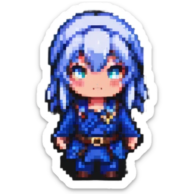 anime character in pixel art style sticker