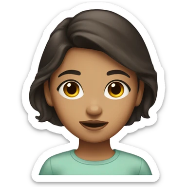 Girl with tan skin and dark brown hair rolling her eyes sticker