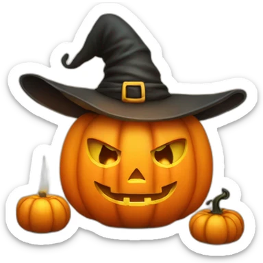 Pumpkin witch with candle sticker
