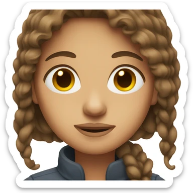 Woman with brown hair and middle part sticker