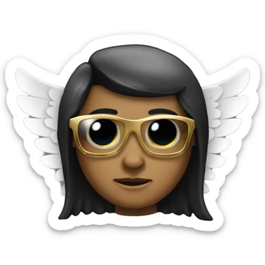 golden archangel, black glasses, black hair sticker