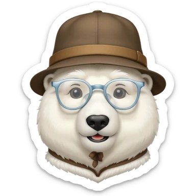  polar bear wearing glasses and a hat sticker