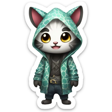 an edgy cute kawaii vernid-fionbri with splash patterns full body sticker