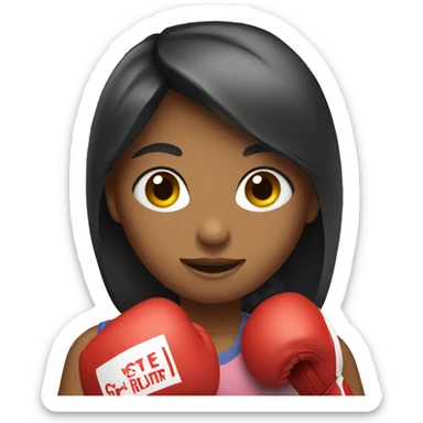 girl holding boxing gloves  sticker