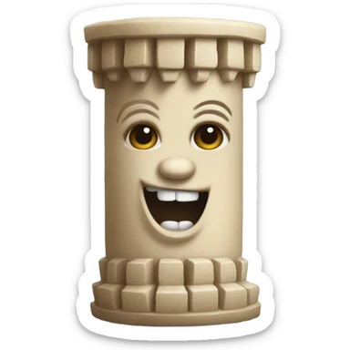 A pillar with teeth on it , same top and bottom  sticker